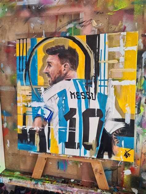 LIONEL MESSI ARENGTINA PORTRAIT Abstract Portrait Painting - Lea ...