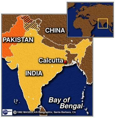 Map of India showing location of Calcutta/Kolkata - CC Cycle 2 Week 10 ...