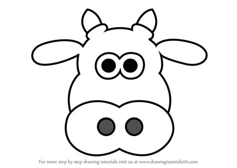 How to Draw Cow Head Cartoon (Animals for Kids) Step by Step | DrawingTutorials101.com