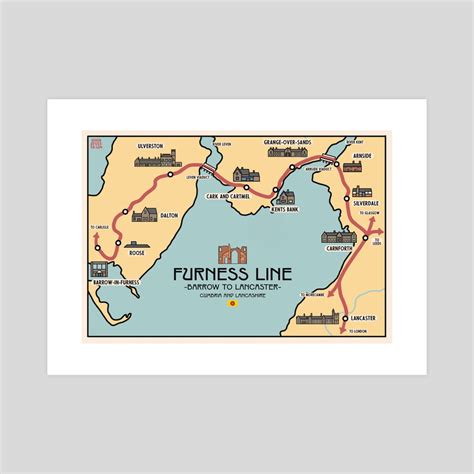 Furness Line Map- Railway Line Illustration , an art print by Harry ...