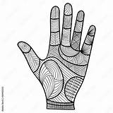 Human palm With Doodle Patterns Divided Into palmistry Sectors Fortune  sketch template