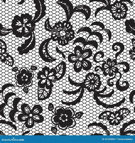 Lace Seamless Pattern With Flowers Stock Vector - Image: 32102808