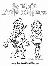 Santas Elves Coloring Page sketch template