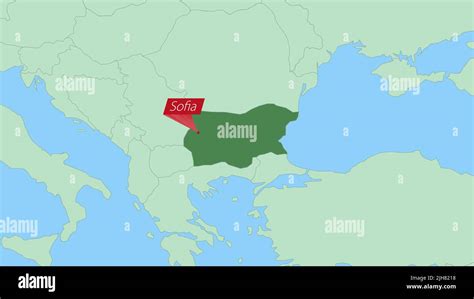 Map of Bulgaria with pin of country capital. Bulgaria Map with ...