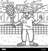 Tennis Coach With A Tennis Racket Coloring Page Stock Vector Image  sketch template