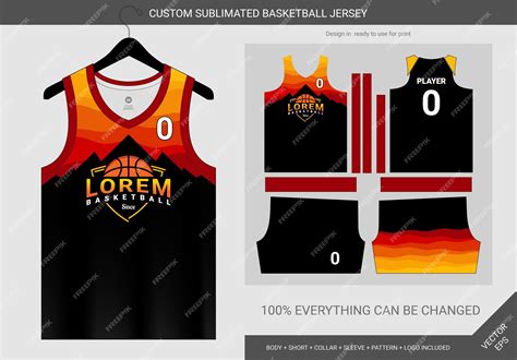 Premium Vector | Mountain yellow red basketball jersey template