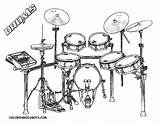 Drum Kit Coloring Page  Pages Set Musical Art sketch template