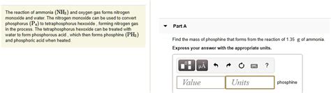 SOLVED: The reaction of ammonia (NHz) and oxygen gas forms nitrogen monoxide and water The ...