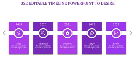 Elegant Editable Timeline PowerPoint In Purple Color Slide