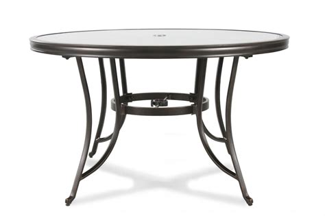 Stained Glass Top Aluminum Patio Table in Black | Mathis Brothers Furniture