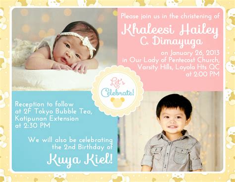 Christening And Birthday Invitation