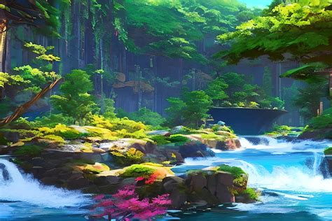 Anime scenery waterfall by Rockfrance27pro on DeviantArt