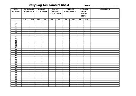 40 Printable Temperature Log Sheets (Word, Excel, PDF)