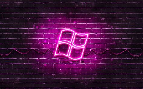 Download wallpapers Windows purple logo, 4k, purple brickwall, Windows logo, brands, Windows ...