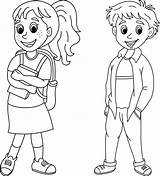 Premium Vector  Funny boy and Girl For coloring Page sketch template