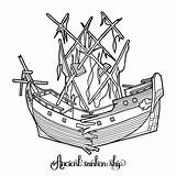 Sunken Ship Coloring Page sketch template
