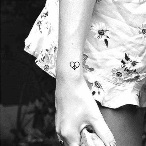 Heart Peace Sign Temporary Tattoo