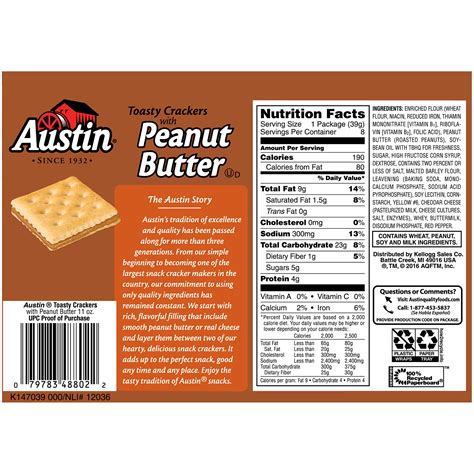 Peanut Butter Crackers Nutrition Label - Pensandpieces