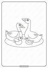 Printable Duck Family Coloring Page sketch template
