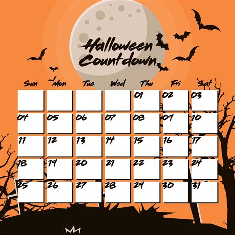 Halloween Calendar - 15 Free PDF Printables | Printablee