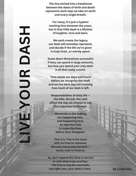 Live Your Dash poem by Linda Ellis, Author of the Dash Downloadable Print 8.5 X 11 - Etsy Canada