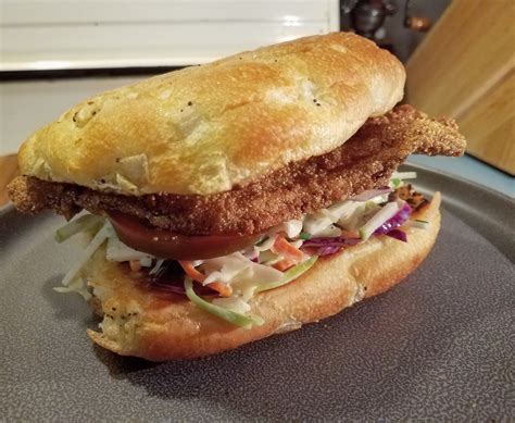 [Homemade] Cajun Fried Catfish Sandwich with a Buttermilk apple Slaw ...