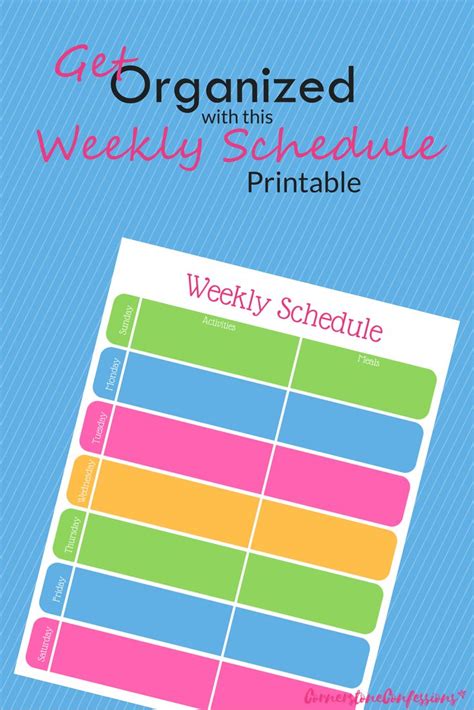 Get Organized with This Weekly Schedule Printable | Weekly schedule printable, Schedule ...