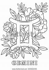 Gemini Zodiac Sign Coloring Pages Stock Illustration 2236622181  sketch template