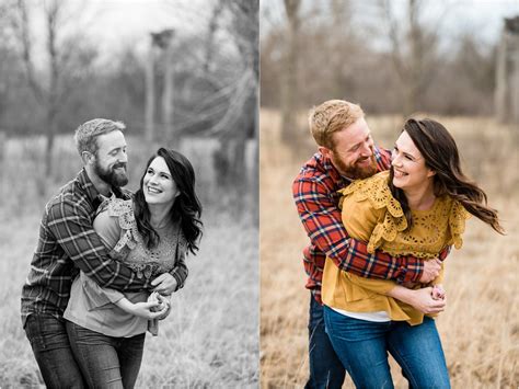 Playful engagement session with the sweetest couple, hugging from behind pose | Maddie Peschong ...