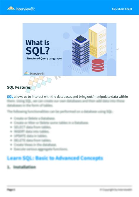 SOLUTION: Sql cheat sheet - Studypool