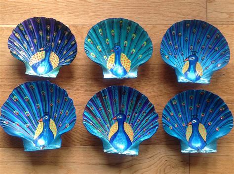 Peacock Scallop Shell. Shetland, Original Art Work, Sarah Kay - Scallop Shell Painting ...