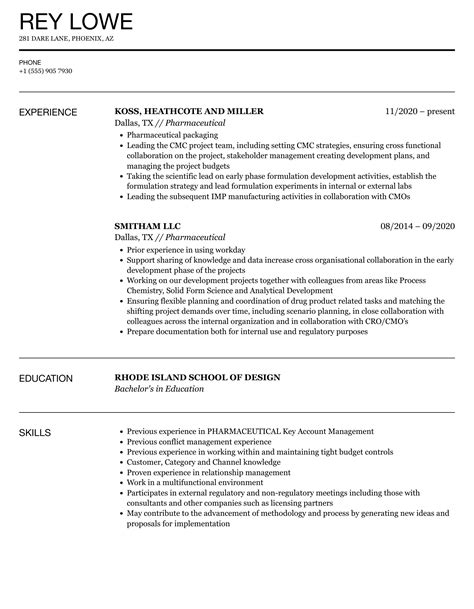 Cv Template For Pharmaceutical Industry