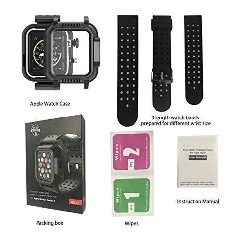 OWKEY Waterproof Apple Watch Case 42mm Series 3 with 3PCS Premium Multi ...