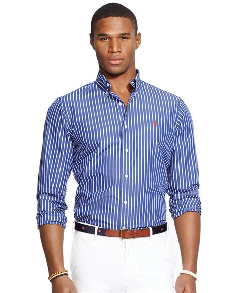 Lyst - Polo Ralph Lauren Men's Men's Long Sleeve Striped Poplin Shirt in Blue for Men
