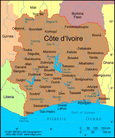 Cote d'Ivoire Map | Infoplease