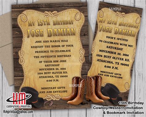 Western - cowboy Birthday invitations & bookmark invitations to order or quotes please Email ...