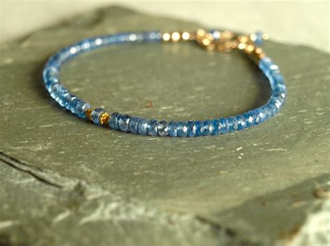 Solid Gold Sapphire Bracelet Beautiful Blue Sapphires 18K - Etsy