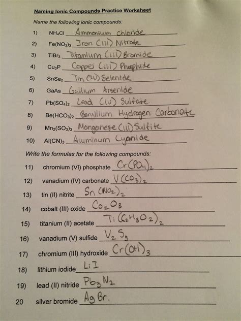 Naming Ionic Compounds Worksheet 1 - Printable Word Searches