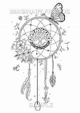 Dream Catcher Coloring Page A3 Size 297 X 420mm / A4 210 297mm  sketch template