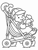 Baby Boy In Stroller Coloring Page  Free Printable Pages For Kids sketch template
