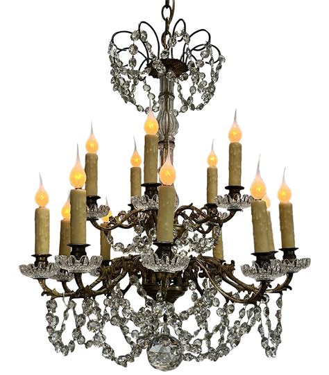 French Bronze and Crystal Chandelier (24)