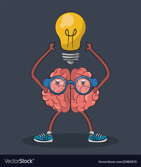 Cute and funny brain cartoon Royalty Free Vector Image