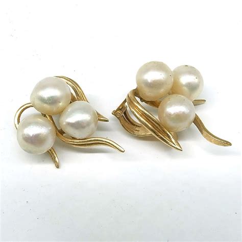 14ct Yellow Gold Cultured Pearl Clip On Earrings - Earrings - Jewellery