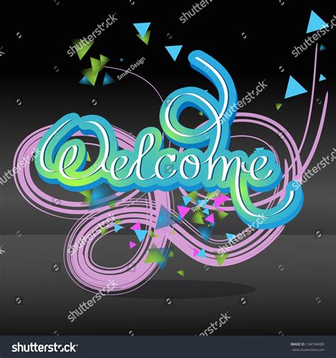 Hand Drawn Lettering - "Welcome" - On Black Background - Vector Illustration, Graphic Design ...