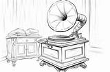 Retro phonograph Pencil coloring Page Illustration  Premium AI sketch template