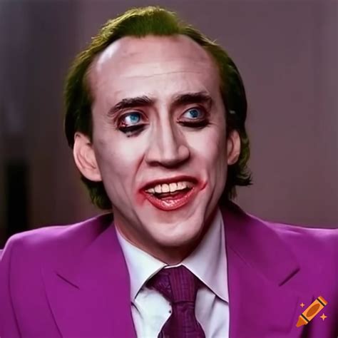 Picture of nicolas cage playing the joker on Craiyon