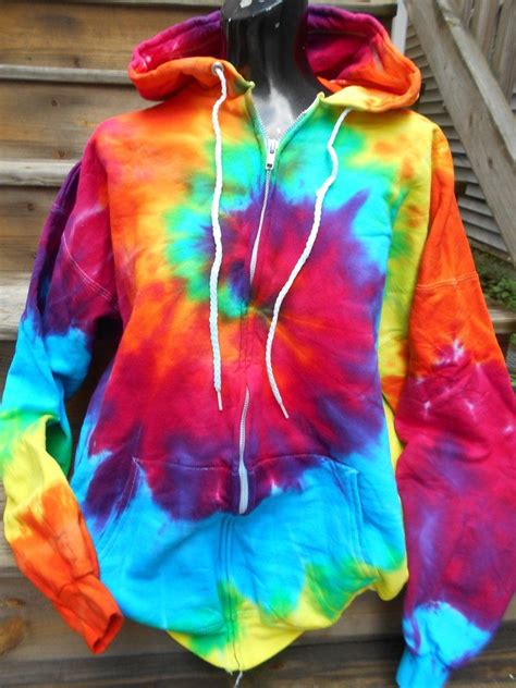 Bright Rainbow Tie-Dye Zipper Hoodie | Tie dye outfits, Tie dye shirts, Tie dye shirts patterns