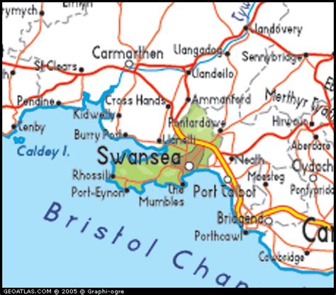 Map of Wales, Swansea, UK Atlas