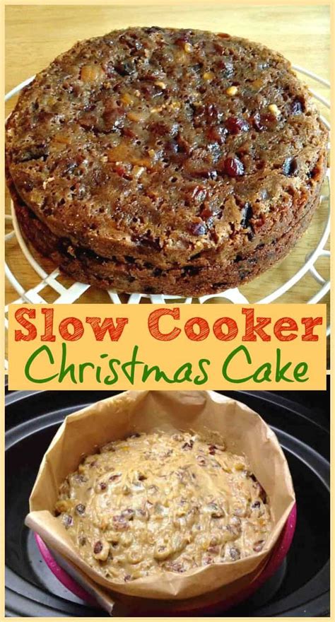 Simple and festive recipe for a slow cooker Christmas cake, a traditional fruit cake enjoye ...