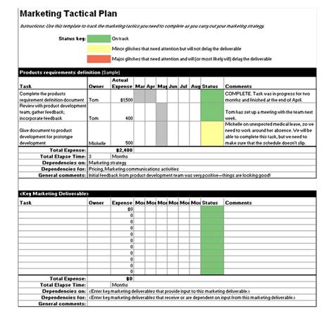 Tactical Marketing Plan Template | Marketing Tactical Plan Template